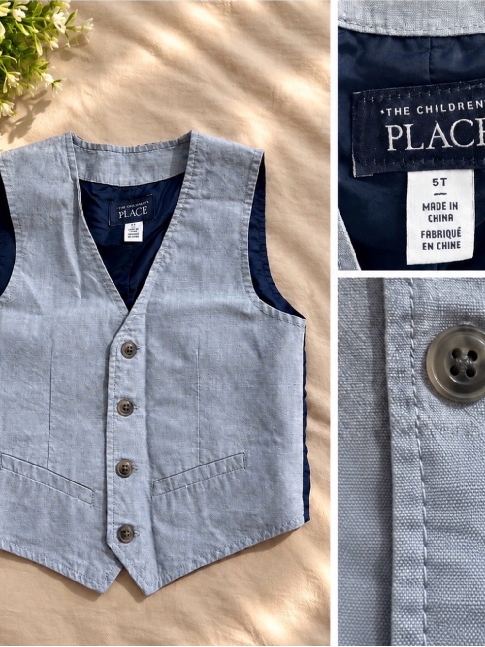 The Children's Place Light Blue Vest with Navy Lining